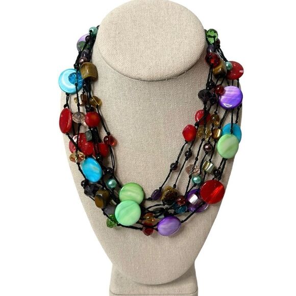 Premier Designs Spectrum Seven Strand Multicolor Necklace - Picture 1 of 8